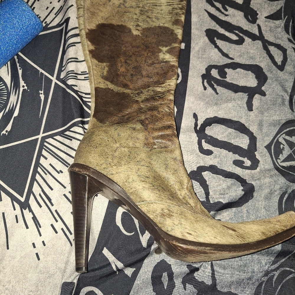 Gianni Bravo Poited Toe High Heeled Italian Leather &Fur Boots Size7.5 - Picture 14 of 14